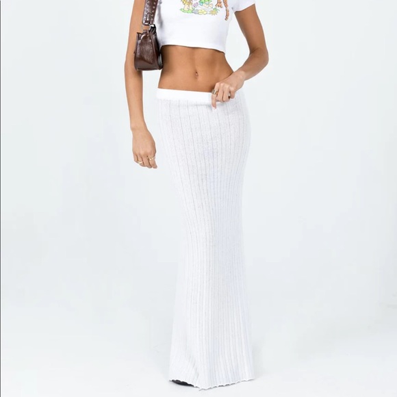 BELLE KNIT MAXI SKIRT WHITE - Picture 2 of 2